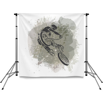 Rider Jumping On A Artistic Pole Pocket Backdrop