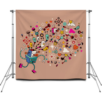 Robot Fun Custom Size Backdrop