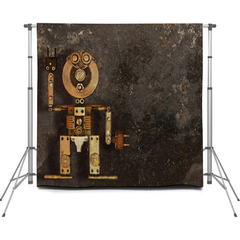 Robot Of The Metal Parts On A Dark  Custom Size Backdrop