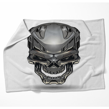 Robot Skull Illustration Woven Throw Blanket