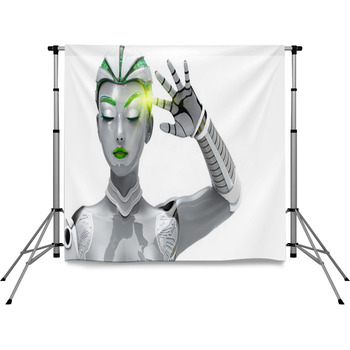 Robot Woman Pole Pocket Backdrop
