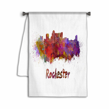 Rochester Mn Skyline In Watercolor Towel