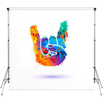 Rock Hand Sign Of The Horns Fleece Backdrop