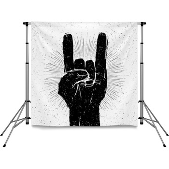 Rock Hand Signs Vector Illustration Pole Pocket Backdrop