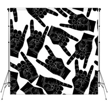 Rock Hands Seamless Pattern Rock Metal Fleece Backdrop