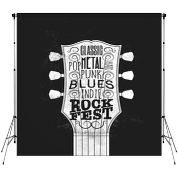 Rock Music Festival Poster Vintage  Custom Size Backdrop