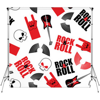 Rock Music Seamless Pattern Guitar And Fleece Backdrop