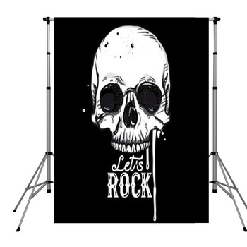 Rock Skull Label Pole Pocket Backdrop