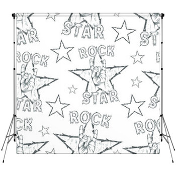 Rock Star Seamless Pattern Custom Size Backdrop