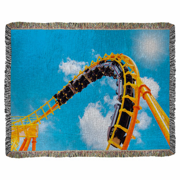Rollercoaster Railroad Car No People  Woven Throw Blanket