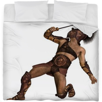 Roman Gladiator - Murmillo Type In Fleece Bed Blanket