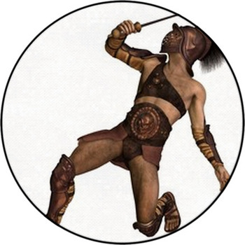 Roman Gladiator - Murmillo Type In Defensive Round Rug
