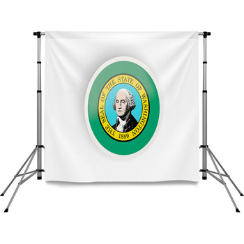 Round Bended Icon With Flag Of Pole Pocket Backdrop