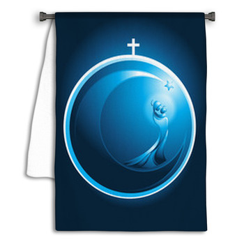 Round Christmas Icon Of Mary And Baby Jesus Towel