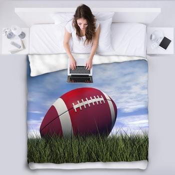 Rugby Ball - 3D Render Fleece Blanket