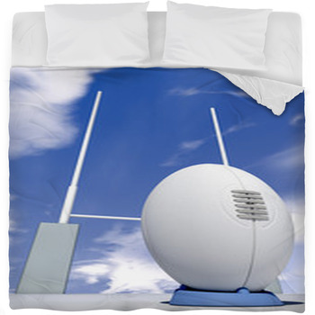 Rugby Ball Closeup Infront Of Posts Fleece Bed Blanket