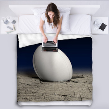 Rugby Ball Crushed Into The Dirt Fleece Blanket