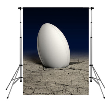Rugby Ball Crushed Into The Dirt Pole Pocket Backdrop
