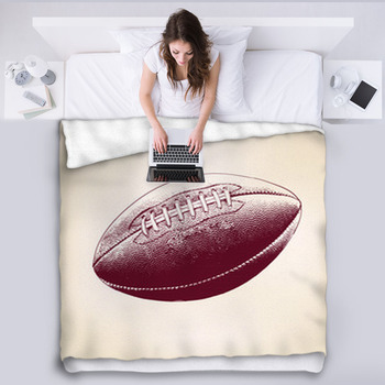 Rugby Ball Hand Drawn Vector Llustration Fleece Blanket
