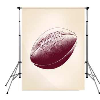 Rugby Ball Hand Drawn Vector Pole Pocket Backdrop