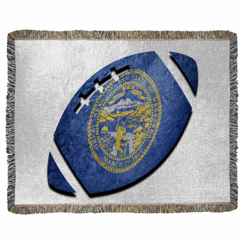 Rugby Ball Nebraska State Flag Woven Throw Blanket