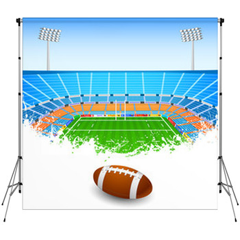 Rugby Ball On Stadium Custom Size Backdrop