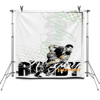 Rugby Player Football Poster Fleece Backdrop