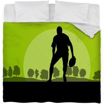 Rugby Playing Man Silhouette In Fleece Bed Blanket
