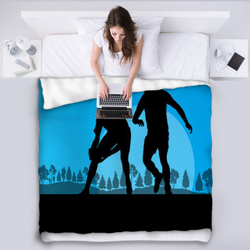 Rugby Playing Man Silhouette In Fleece Blanket
