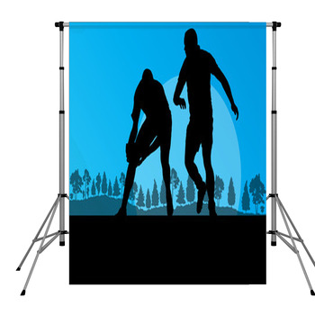 Rugby Playing Man Silhouette In Pole Pocket Backdrop