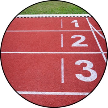 Running Track Numbers One Two Three In Stadium Round Rug