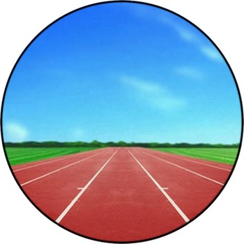 Running Track Under Blue Sky Round Rug