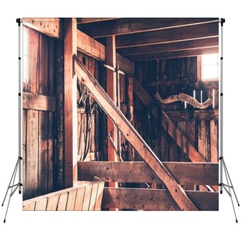 Rustic Barn Interior Custom Size Backdrop