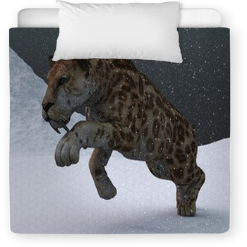 Sabre toothed Tiger In Ice Age Blizzard Toddler Duvet