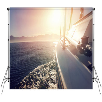 Sailing Ocean Boat Custom Size Backdrop