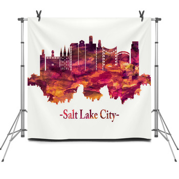 Salt Lake City Utah Skyline In Red Fleece Backdrop
