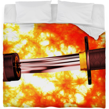 Samurai Katana 3D Artwork Fleece Bed Blanket
