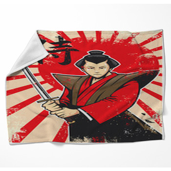 Samurai Vintage Poster Woven Throw Blanket