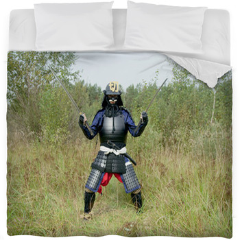 Samurai With Two Swords Fleece Bed Blanket