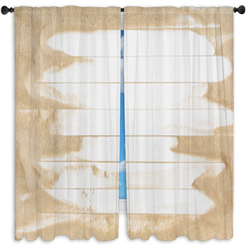 Sand On A White Planked Wood Summer Window Curtain