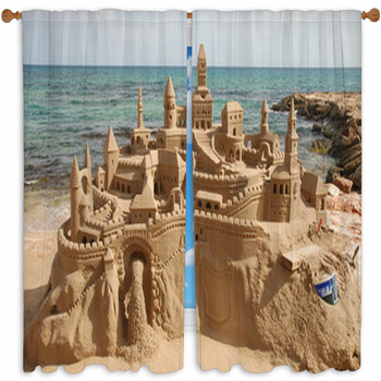 Sandcastle On The Beach Custom Size Window Curtain