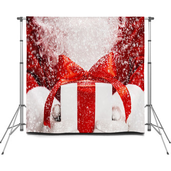 Santa With Gift Custom Size Backdrop