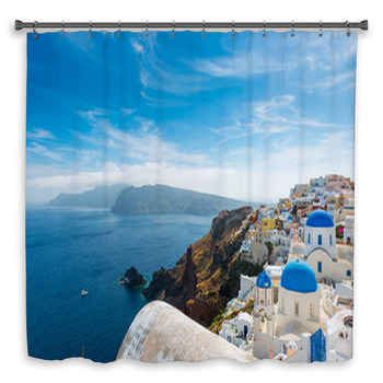 Santorini,Greece Custom Size Shower Curtain