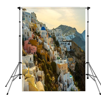 Santorini,Greece Pole Pocket Backdrop