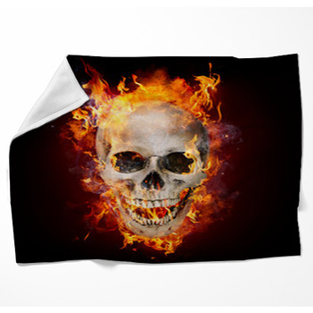 Satanic Skull In Flames In The Woven Throw Blanket