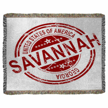 Savannah Stamp With White Background Woven Throw Blanket