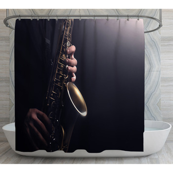 Saxophone Player Saxophonist Playing Jazz  Shower Curtain