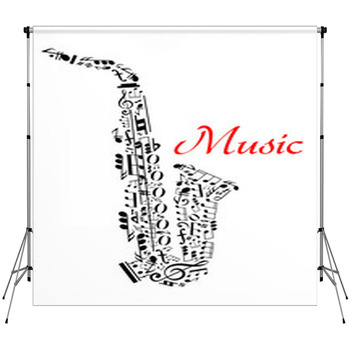Saxophone With Musical Notes Custom Size Backdrop
