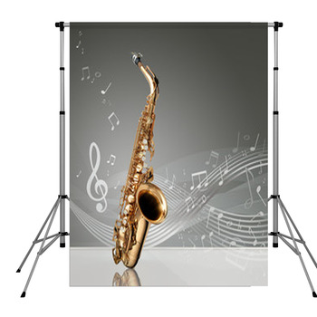 Saxophone With Musical Notes Pole Pocket Backdrop