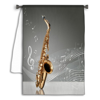 Saxophone With Musical Notes Towel